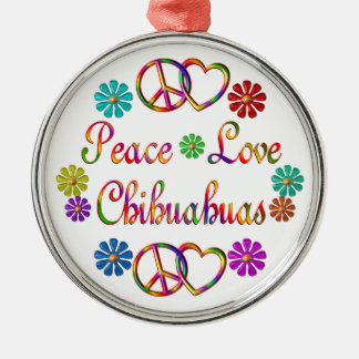 PEACE LOVE CHIHUAHUAS METAL TREE DECORATION