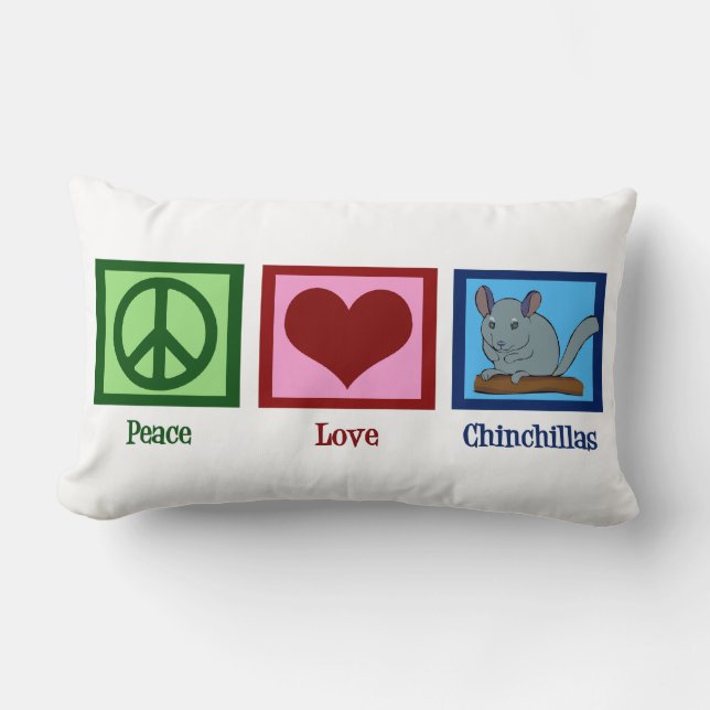 Peace Love Chinchillas Lumbar Cushion (Front)