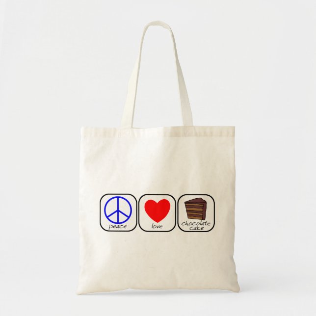 Peace, Love & Chocolate Cake Tote Bag (Front)