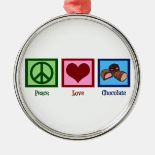 Peace Love Chocolate Metal Tree Decoration