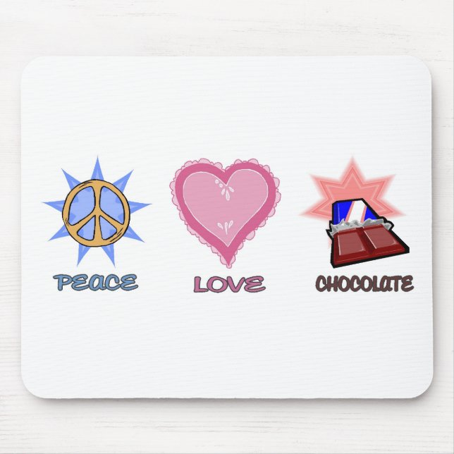 Peace Love & Chocolate Mouse Mat (Front)
