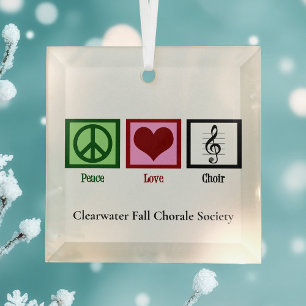 Peace Love Choir Custom Chorale Group Christmas Glass Tree Decoration