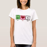 Peace Love Choir Cute Women's Chorus T-Shirt<br><div class="desc">A pretty peace sign,  heart,  and beautiful treble clef on a music staff. A cute Peace Love Choir gift for a member of a chorus or choir director. Beautiful chorale singer present for a soprano,  alto,  tenor,  or bass.</div>