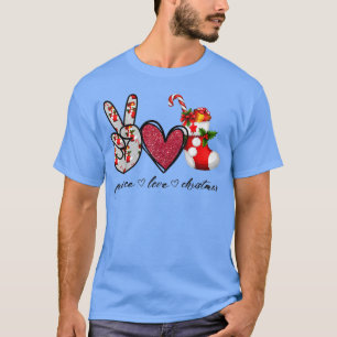 Peace Love Christmas Candy Cane Family Christmas H T-Shirt