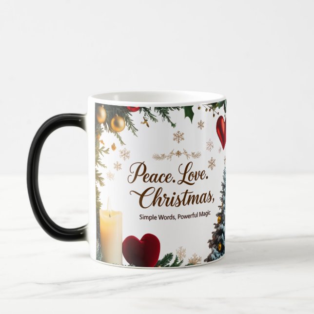 Peace Love Christmas Colour Morphing Mug  (Left)