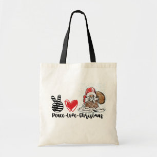 Peace Love Christmas Cute Funny Santa Gnome Tote Bag
