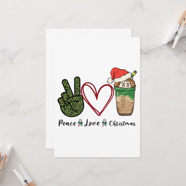 Peace Love Christmas Drink Coffee Invitation (Front/Back In Situ)