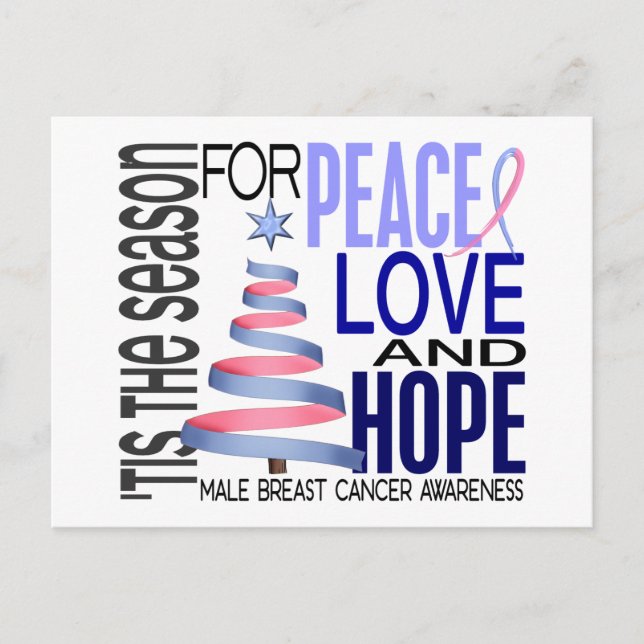 Peace Love Christmas Holiday Male Breast Cancer (Front)