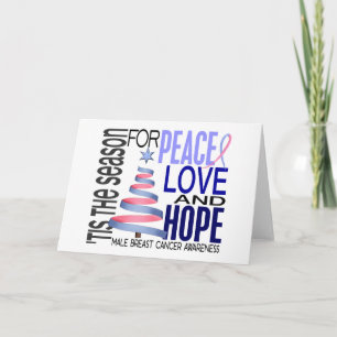Peace Love Christmas Holiday Male Breast Cancer Card