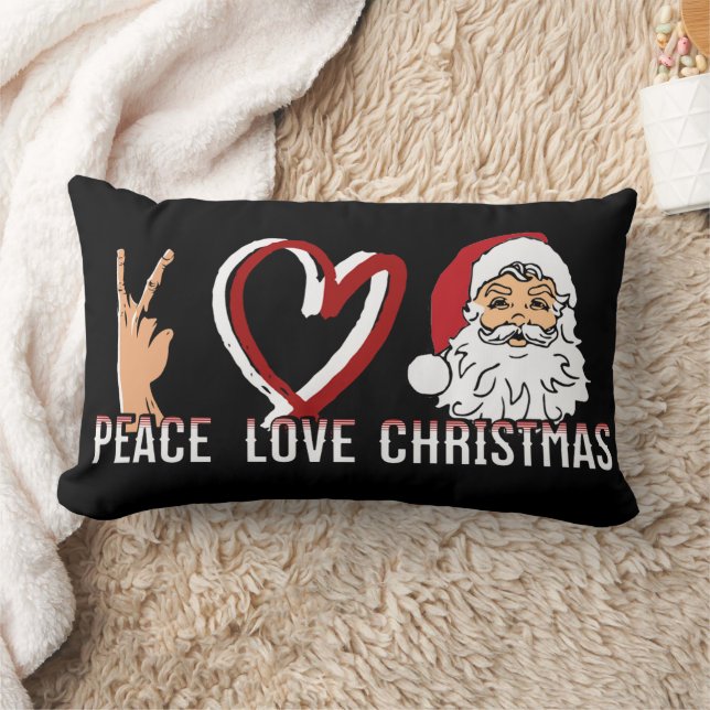 Peace Love Christmas Lumbar Cushion (Blanket)