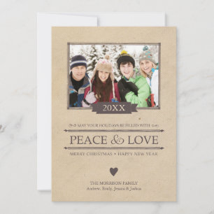 Peace & Love Christmas Photo Flat Card
