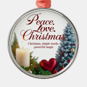 Peace Love Christmas Premium Round Ornament 