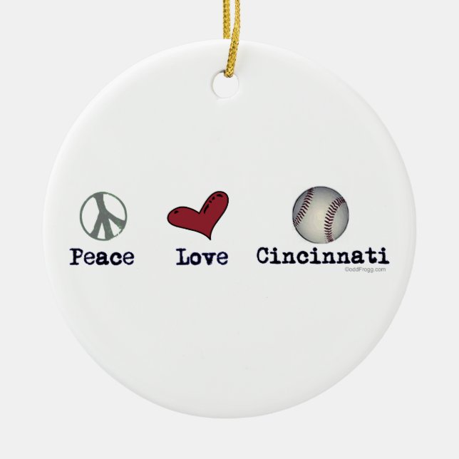 Peace Love Cincinnati Christmas Ornament (Front)