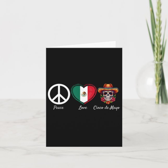 Peace Love Cinco De Mayo Mexican 5  Card (Front)