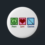 Peace Love Clarinets 6 Cm Round Badge<br><div class="desc">Pretty Peace Love Clarinets gift. A cute clarinet player design for orchestra or band featuring a pretty peace sign,  heart,  and the instrument.</div>