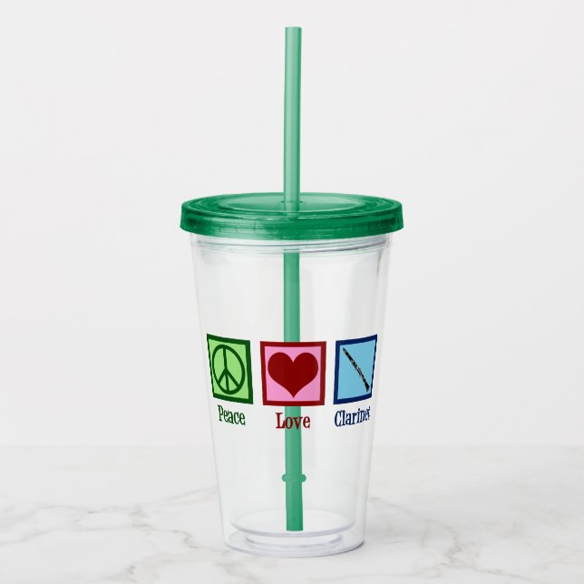Peace Love Clarinets Acrylic Tumbler (Front)