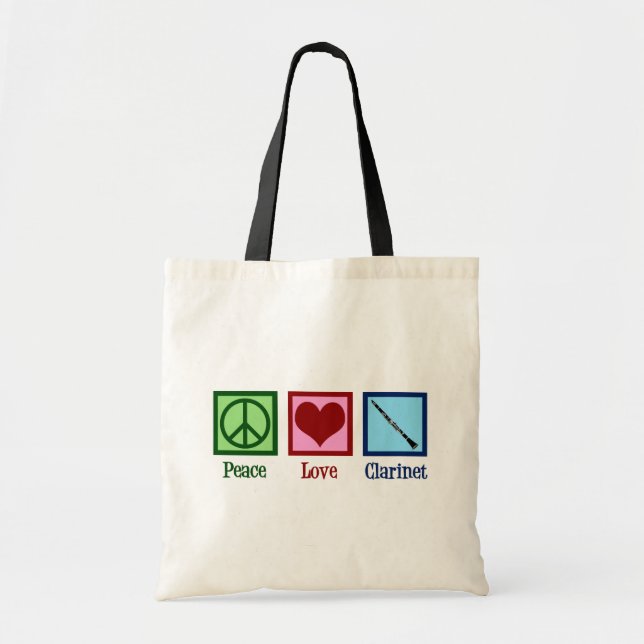 Peace Love Clarinets Tote Bag (Front)