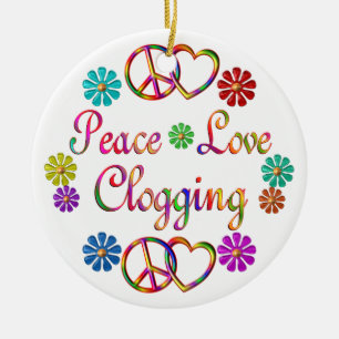 PEACE LOVE CLOGGING CERAMIC TREE DECORATION