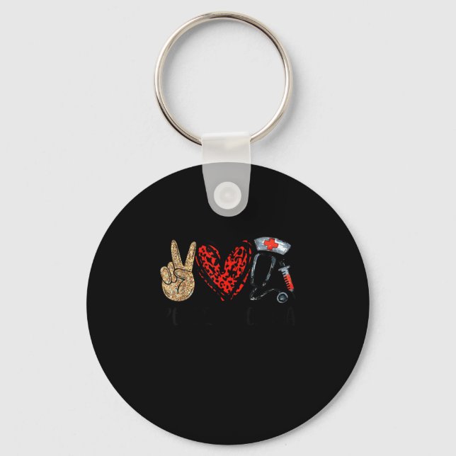 Peace Love Cma Certified Medical Istant Stethoscop Key Ring (Front)