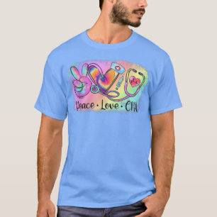 Peace Love CNA Life Nurse Nursing Tie Dye Stethosc T-Shirt