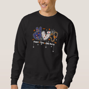 Peace Love CNA Nurse Nursing Life Medical Hallowee Sweatshirt