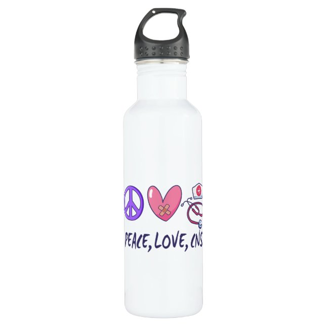 Peace Love CNS Nurse 710 Ml Water Bottle (Front)
