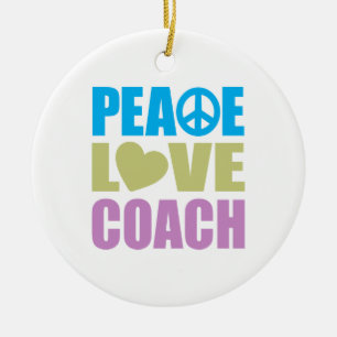 Peace Love Coach Ceramic Tree Decoration