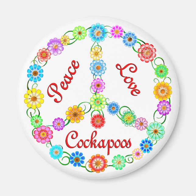 Peace Love Cockapoos Magnet (Front)
