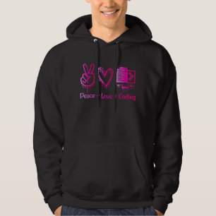 Peace-Love-Coding! Female Programmer Developer Hoodie