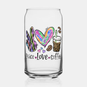 Peace Love Coffee Can Glass