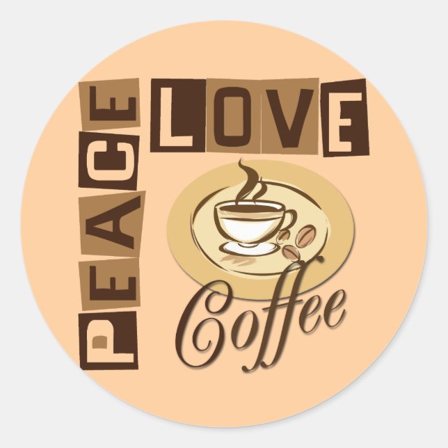 PEACE LOVE COFFEE CLASSIC ROUND STICKER (Front)