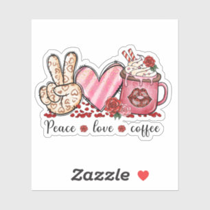 Peace Love Coffee Hearts Pink Valentine's
