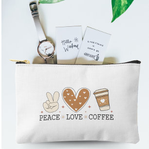 Peace Love Coffee I Love Coffee Quote Funny Happy Accessory Pouch