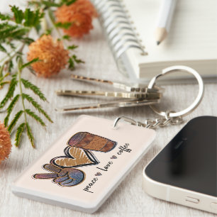 Peace - Love - Coffee Key Ring
