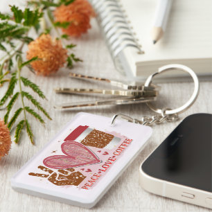 Peace - Love - Coffee Key Ring