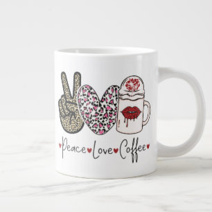 Peace Love Coffee Large Coffee Mug