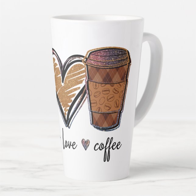 Peace Love Coffee Latte Mug (Right Angle)