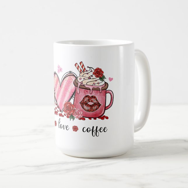 Peace, Love, Coffee Mug: Sip with Style ☕ Mug (Front Right)