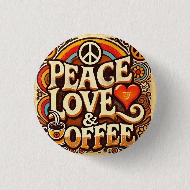 Peace, Love, & Coffee Retro Badge (Front)