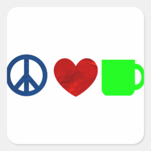 Peace, Love, Coffee Square Sticker