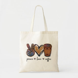 Peace, Love, Coffee Tote Bag