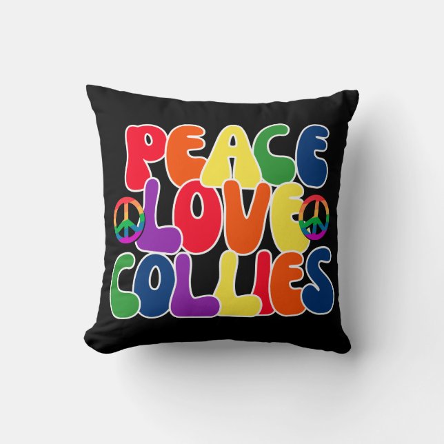 Peace Love Collies Pillow (Front)