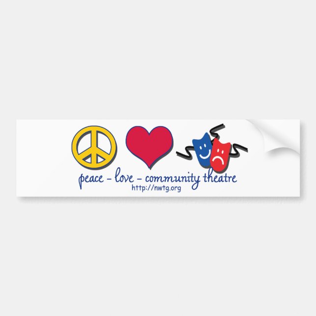 Peace Love Community Theatre Bumper Sticker (Front)