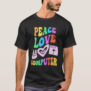 PEACE LOVE COMPUTER Retro Technology Teacher Groov T-Shirt