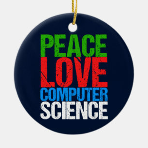 Peace Love Computer Science Ceramic Tree Decoration