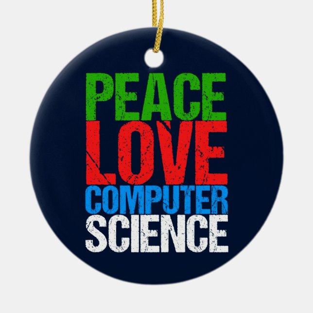Peace Love Computer Science Ceramic Tree Decoration (Front)