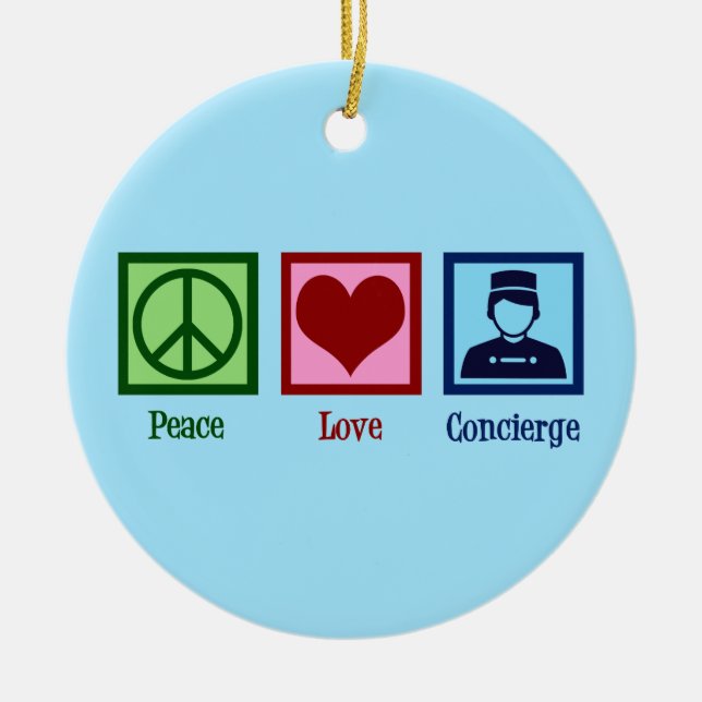 Peace Love Concierge Ceramic Tree Decoration (Front)