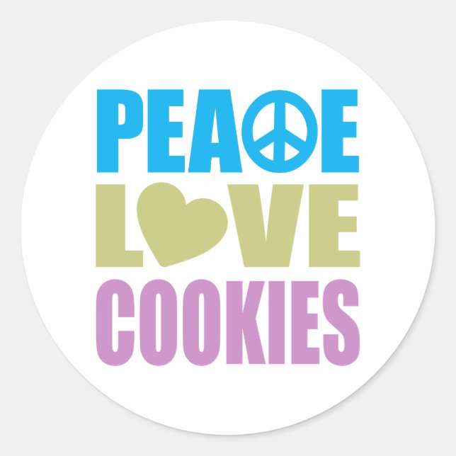 Peace Love Cookies Classic Round Sticker (Front)