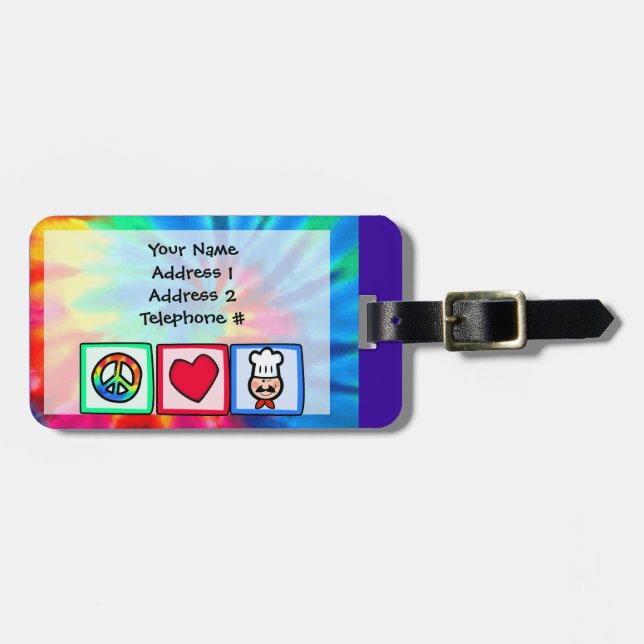Peace, Love, Cooking Luggage Tag (Front Horizontal)