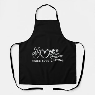Peace, Love Cooking Retro Cooking Lover Chef Food  Apron